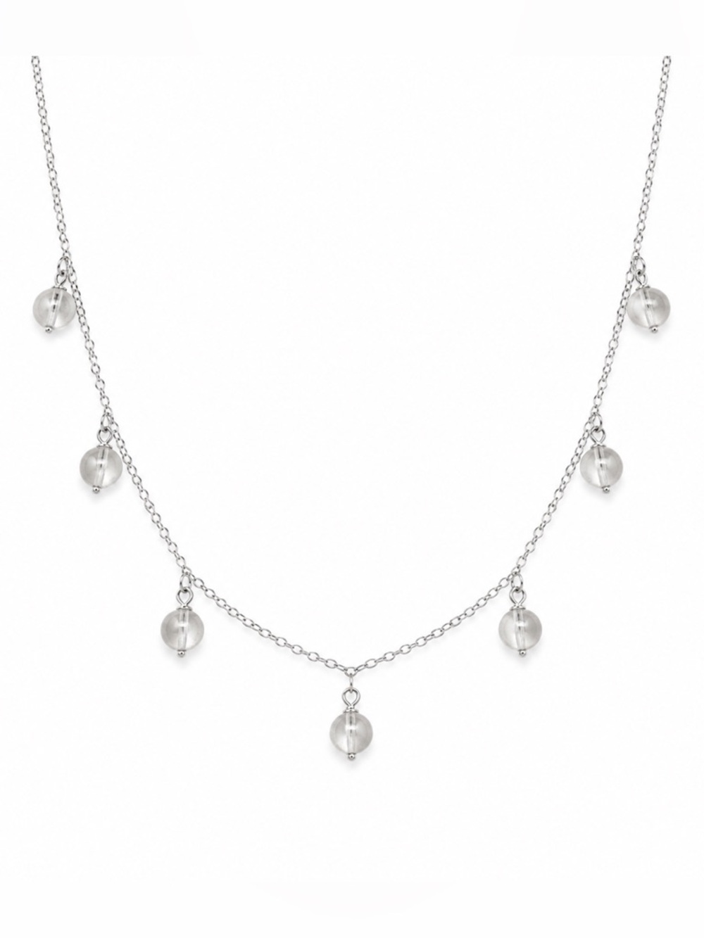 #N2 Clear Quartz Beaded Necklace (S925)